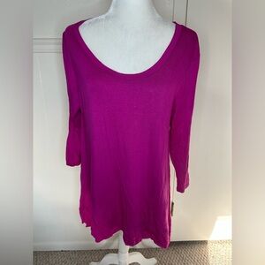 Ellen & company Pink Tunic with Relaxed Fit and 3/4 Sleeves size XL new with tag